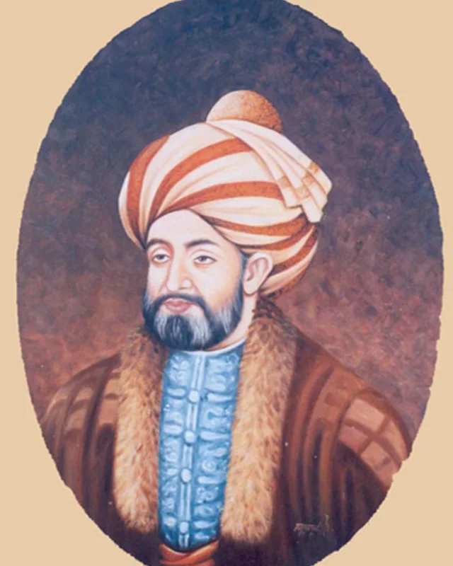 Later portrait of Ahmad Shah Durrani, painted after a drawing by Abdul Ghafoor Breshna.