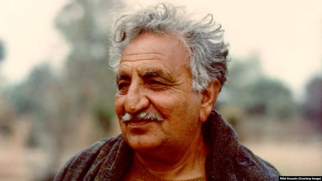 Historical black-and-white photograph of poet and artist Ghani Khan